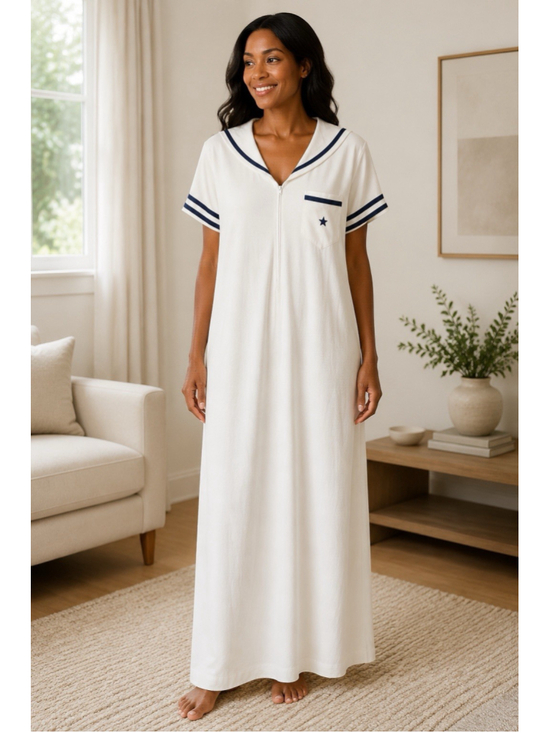 Elizabeth Arden Other - Vintage Clovis Ruffin Elizabeth Arden Sailor Collar Maxi Lounge Dress Made In US